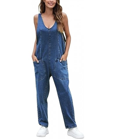 Overalls Women High Roller Denim Jumpsuit for Women Casual Baggy Denim Overalls Plus Size Overalls for Women Blue $26.09 Over...