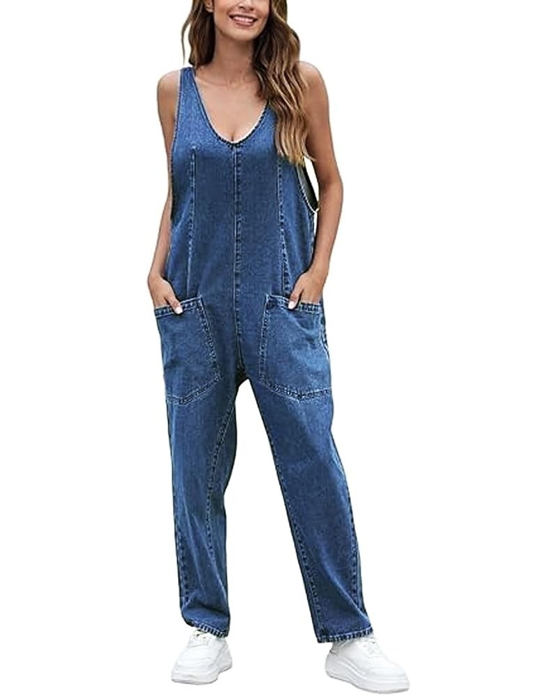 Overalls Women High Roller Denim Jumpsuit for Women Casual Baggy Denim Overalls Plus Size Overalls for Women Blue $26.09 Over...