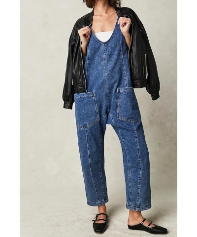 Overalls Women High Roller Denim Jumpsuit for Women Casual Baggy Denim Overalls Plus Size Overalls for Women Blue $26.09 Over...