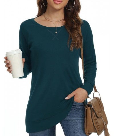 Women's Fall-Winter Long Sleeve Tunic Tops for Leggings Crewneck Casual Blouse Sweatshirt Grey Blue $13.75 Tops