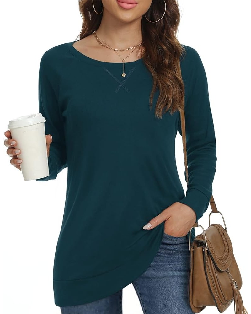 Women's Fall-Winter Long Sleeve Tunic Tops for Leggings Crewneck Casual Blouse Sweatshirt Grey Blue $13.75 Tops