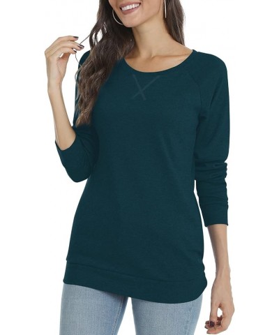 Women's Fall-Winter Long Sleeve Tunic Tops for Leggings Crewneck Casual Blouse Sweatshirt Grey Blue $13.75 Tops