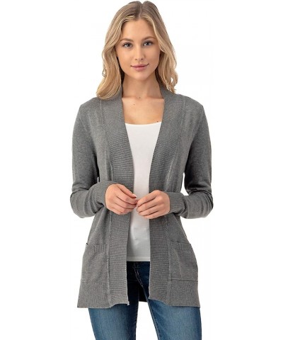 Women's Open Front Long Sleeve Cardigan Sweater with Pockets Heathergrey $10.80 Sweaters