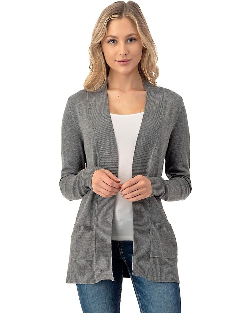 Women's Open Front Long Sleeve Cardigan Sweater with Pockets Heathergrey $10.80 Sweaters