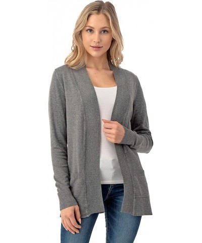 Women's Open Front Long Sleeve Cardigan Sweater with Pockets Heathergrey $10.80 Sweaters