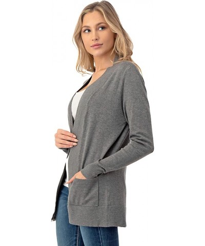 Women's Open Front Long Sleeve Cardigan Sweater with Pockets Heathergrey $10.80 Sweaters