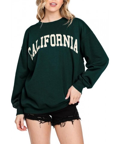 Womens Loose Fit California and Los Angeles Fleece Sweatshirts California Hunter Green $17.84 Hoodies & Sweatshirts