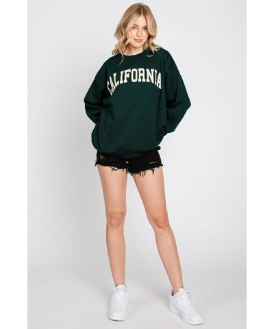 Womens Loose Fit California and Los Angeles Fleece Sweatshirts California Hunter Green $17.84 Hoodies & Sweatshirts