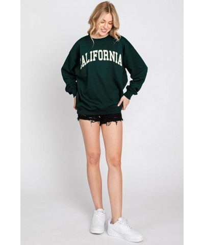 Womens Loose Fit California and Los Angeles Fleece Sweatshirts California Hunter Green $17.84 Hoodies & Sweatshirts