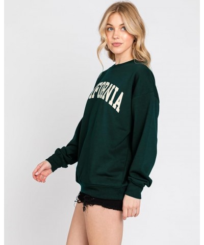 Womens Loose Fit California and Los Angeles Fleece Sweatshirts California Hunter Green $17.84 Hoodies & Sweatshirts