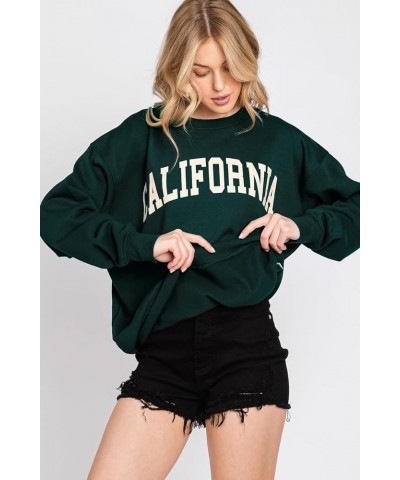 Womens Loose Fit California and Los Angeles Fleece Sweatshirts California Hunter Green $17.84 Hoodies & Sweatshirts