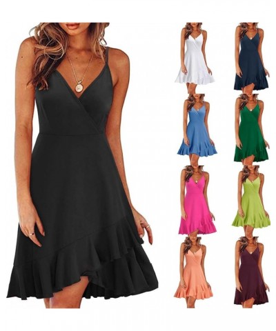 Women's Sexy Summer Dresses Dress Beach Knee Length Dress Adjustable Sling Dress Trendy Dresses 2023 A-black $11.16 Dresses