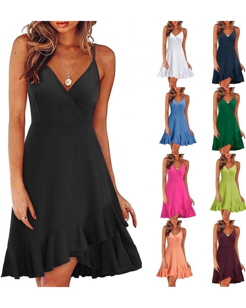 Women's Sexy Summer Dresses Dress Beach Knee Length Dress Adjustable Sling Dress Trendy Dresses 2023 A-black $11.16 Dresses