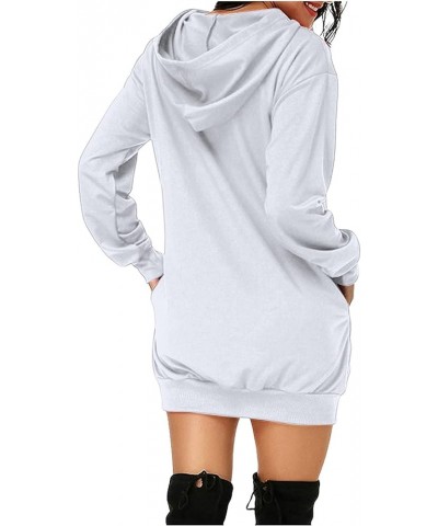 Womens Hooded Sweatshirt Dress Neon Color Hoodies Pullover Hooded Comfy Tunic Dress Fall Fashion Outfits Clothing J021-gray $...