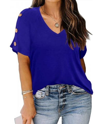 Plus Size Top for Womens Short Sleeve Shirt Casual Loose Tunic Blouse XL-5XL 676-royal Blue $14.49 Tops