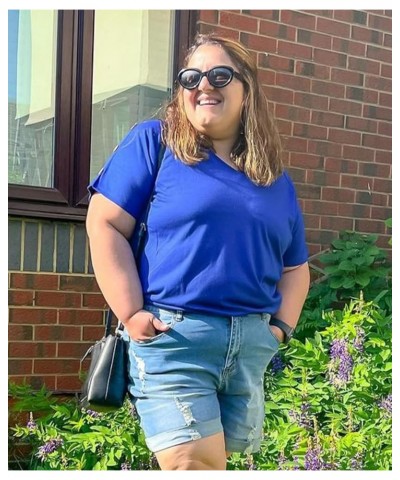 Plus Size Top for Womens Short Sleeve Shirt Casual Loose Tunic Blouse XL-5XL 676-royal Blue $14.49 Tops