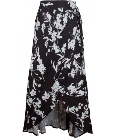 Womens Boho Floral Tie Up Waist Summer Beach Wrap Cover Up Maxi Skirt 1-black- $10.25 Skirts