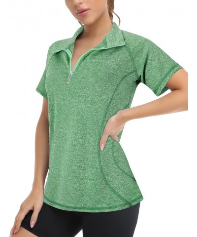 Women's Sleeveless Golf Tennis Polo Shirts Zip Up Workout Tank Tops (S-2XL) Deep Green a $14.49 Shirts