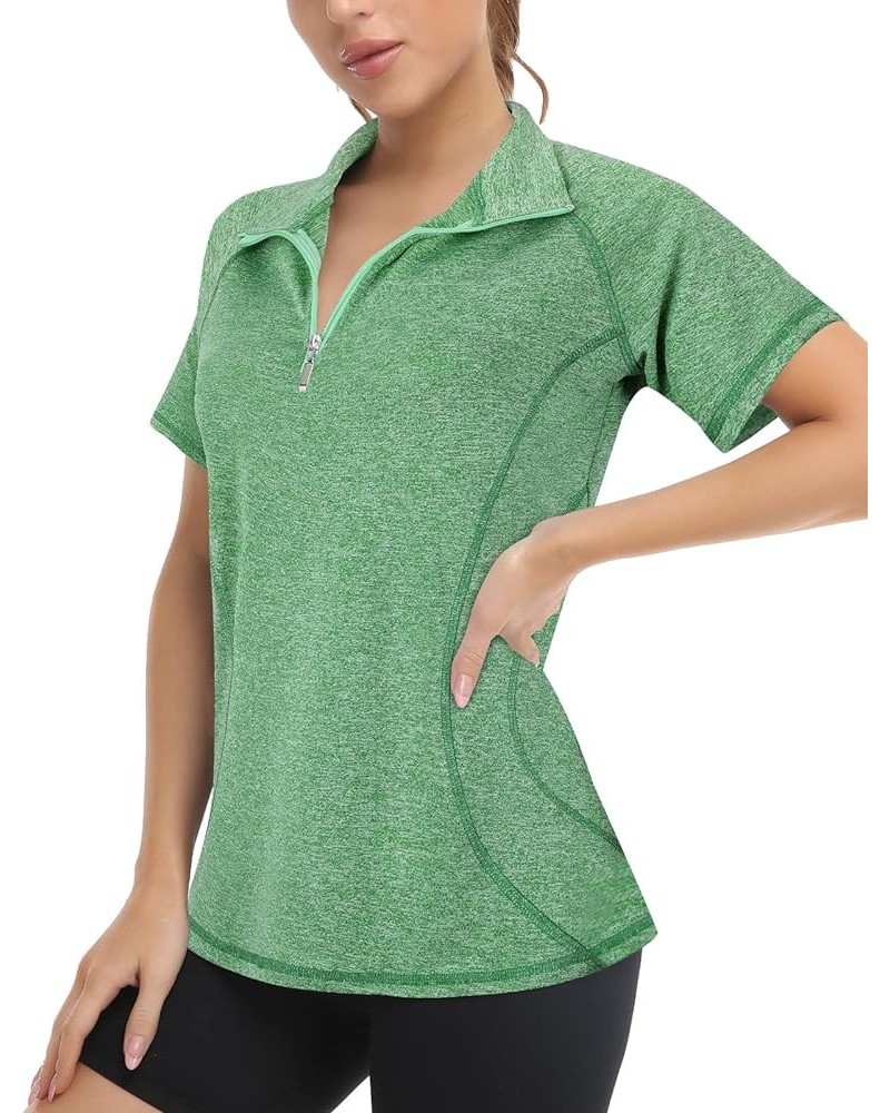 Women's Sleeveless Golf Tennis Polo Shirts Zip Up Workout Tank Tops (S-2XL) Deep Green a $14.49 Shirts