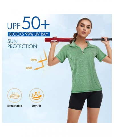 Women's Sleeveless Golf Tennis Polo Shirts Zip Up Workout Tank Tops (S-2XL) Deep Green a $14.49 Shirts