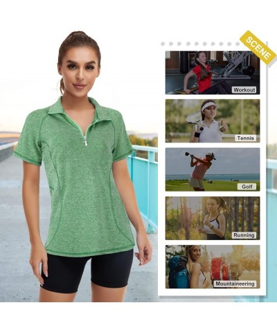 Women's Sleeveless Golf Tennis Polo Shirts Zip Up Workout Tank Tops (S-2XL) Deep Green a $14.49 Shirts