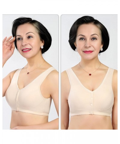 Front Button Bra, Front Closure Sports Bras Women Cotton Ultra Soft Cup, Wireless Cotton Convenient Bra for Womens Beige $9.8...