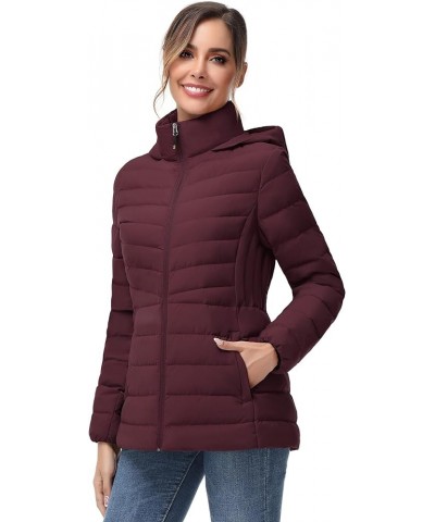 Women Down Puffer Jacket with Hood Hooded Winter Down Puffer Coat for Women with Faux-Fur Hood & Collar Lightweight Down Jack...