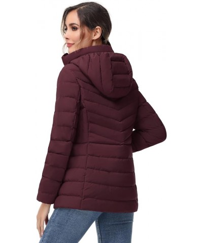 Women Down Puffer Jacket with Hood Hooded Winter Down Puffer Coat for Women with Faux-Fur Hood & Collar Lightweight Down Jack...