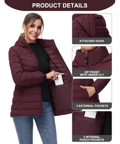 Women Down Puffer Jacket with Hood Hooded Winter Down Puffer Coat for Women with Faux-Fur Hood & Collar Lightweight Down Jack...