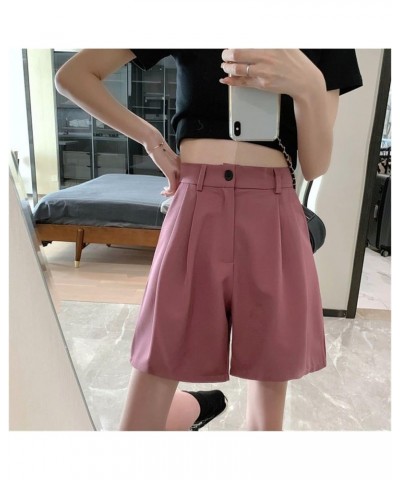 Shorts Women's Loose Fashion Casual Solid Color College Style Clothing Elegant All-Match Female (Color : Pink, Size : Small) ...