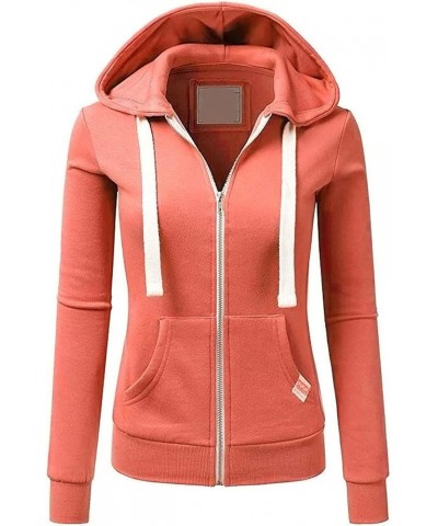 Zip Up Hoodie for Women Cute Long Sleeve Sweatshirts Trendy Oversized Lightweight Teen Girl Outfits Fashion Jackets 03 Orange...