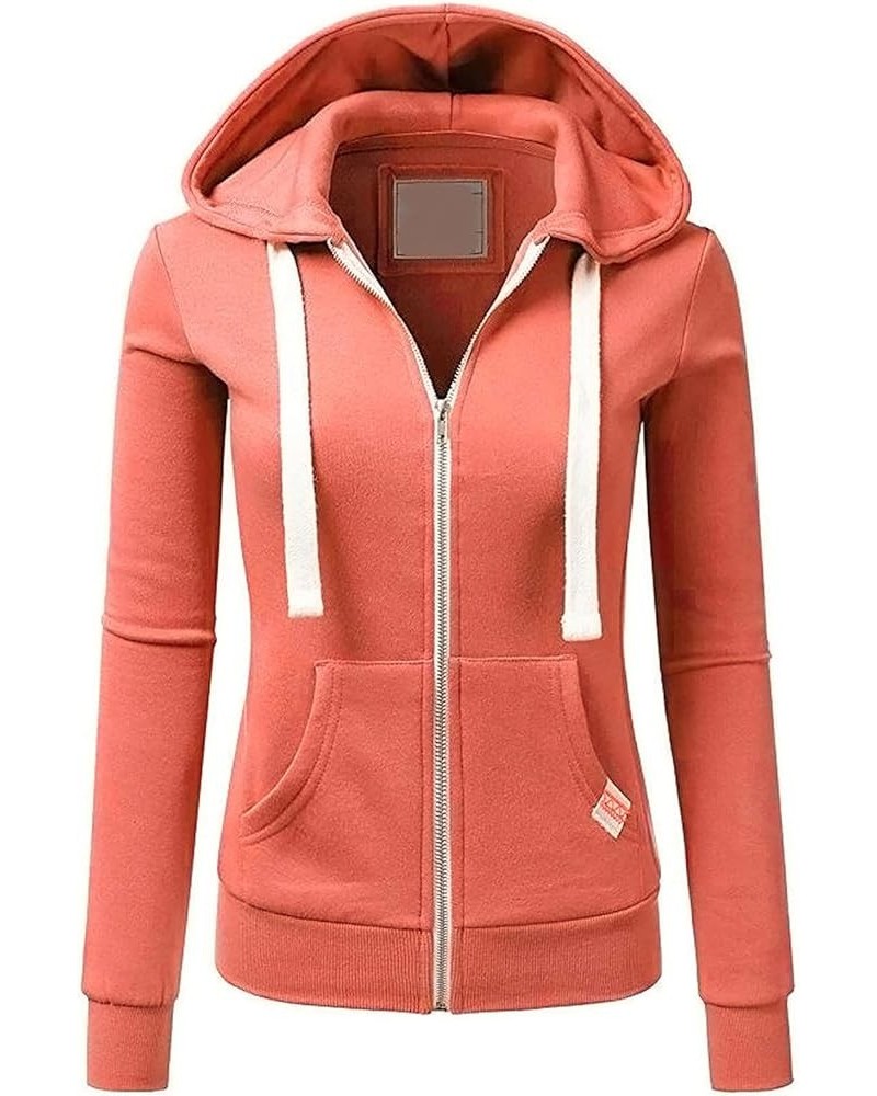 Zip Up Hoodie for Women Cute Long Sleeve Sweatshirts Trendy Oversized Lightweight Teen Girl Outfits Fashion Jackets 03 Orange...