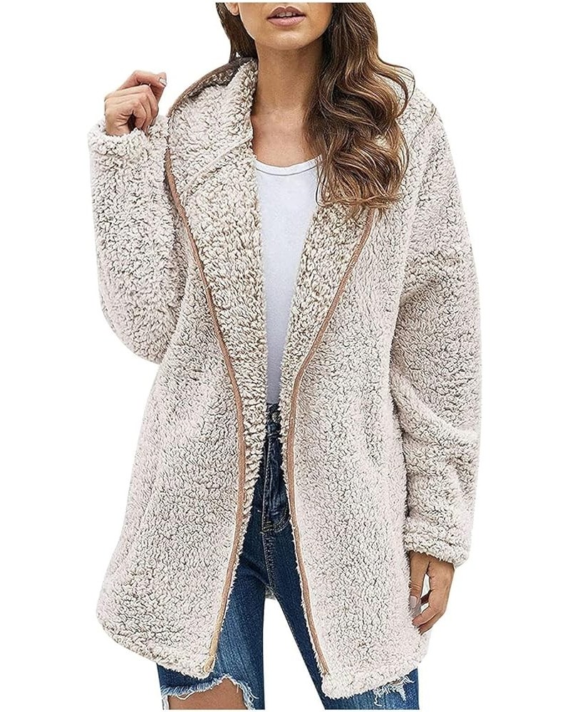 Women's Fashion Winter Coat Long Sleeve Zip up Lapel Shaggy Oversized Jacket Lightweight Fuzzy Parka Outfits Khaki M $18.59 C...