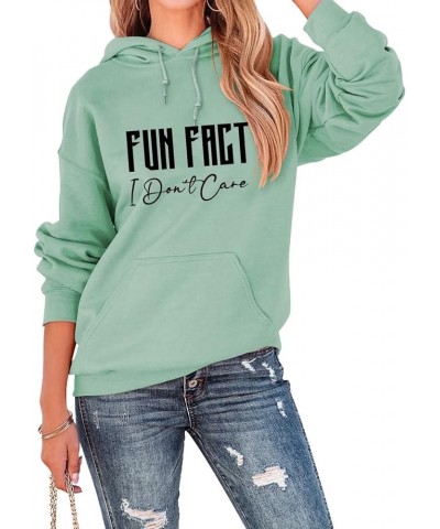 Fun Fact I Don't Care Womens Funny Hoodie Tops Casual Long Sleeve Pullover Hooded Sweatshirt Casual Loose Hoody Shirt Green $...