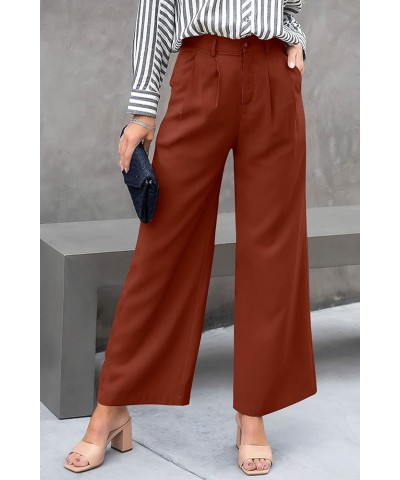 Women's Casual Summer Work Pants High Waisted Palazzo Pant Flowy Wide Leg Trousers with Pockets Brown $15.58 Pants