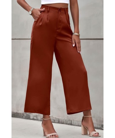 Women's Casual Summer Work Pants High Waisted Palazzo Pant Flowy Wide Leg Trousers with Pockets Brown $15.58 Pants