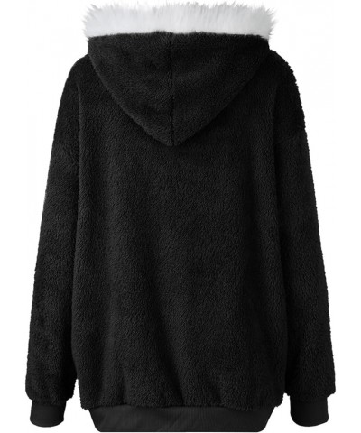 Womens Winter Coats,Women'S Solid Teddy Fleece Jacket Zip Up Hooded Sherpa Fuzzy Coats Plush Outwear With Pockets 1-black $13...