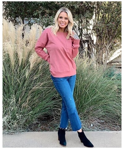 Sweatshirts for Women Crewneck Long Sleeve Shirts 05-red $9.22 Hoodies & Sweatshirts