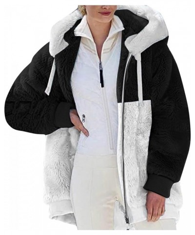 Womens Winter Coats,Women'S Solid Teddy Fleece Jacket Zip Up Hooded Sherpa Fuzzy Coats Plush Outwear With Pockets 1-black $13...