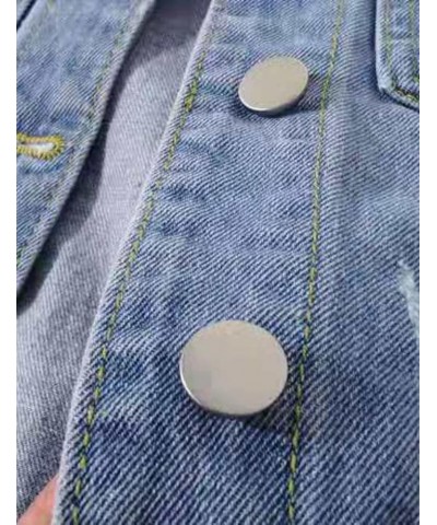 Women's 3/4 Sleeve Colored Cropped Denim Jacket Light Wash Short Jean Jacket Trucker Coat Light Blue $14.17 Jackets