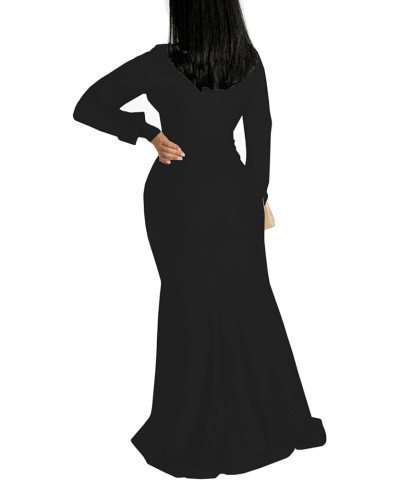 Formal Maxi Dress for Women Sexy Deep V Neck Wrap Side Split Bodycon Cocktail Party Long Floor Length Dress 5419 Black $26.09...