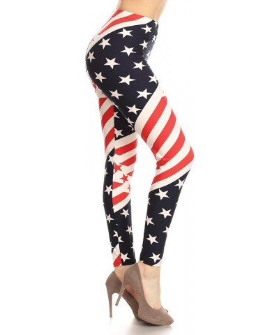 High Waisted Family & Holiday Events Print Leggings for Women - Reg, Plus, 1X3X, 3X5X Full Length American Diagonal $7.97 Leg...