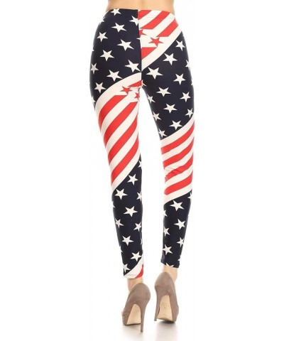 High Waisted Family & Holiday Events Print Leggings for Women - Reg, Plus, 1X3X, 3X5X Full Length American Diagonal $7.97 Leg...