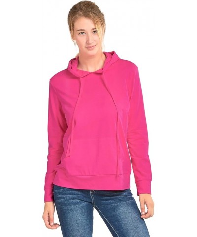 Women's Thin Cotton Pullover Hoodie Sweater Fuchsia - 1 $14.81 Hoodies & Sweatshirts