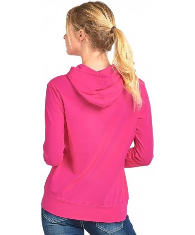 Women's Thin Cotton Pullover Hoodie Sweater Fuchsia - 1 $14.81 Hoodies & Sweatshirts