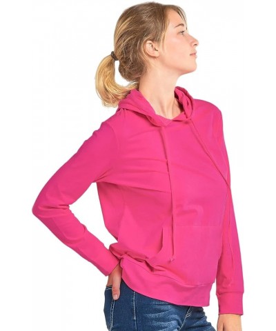 Women's Thin Cotton Pullover Hoodie Sweater Fuchsia - 1 $14.81 Hoodies & Sweatshirts