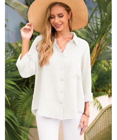 Womens Color Block Button Down Shirts Long Sleeve Oversized Boyfriend Blouses Tops 02white $12.00 Blouses