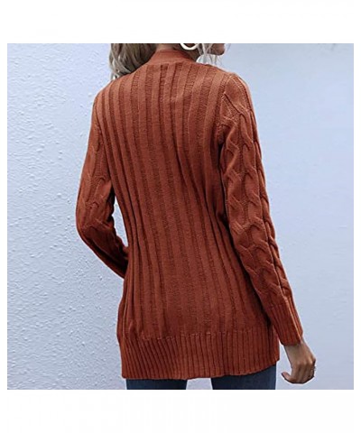 Women's Open Front Cardigan Sweaters Fashion Button Down Cable Knit Chunky Outwear Coats Sweaters Jackets with Pockets A04_re...