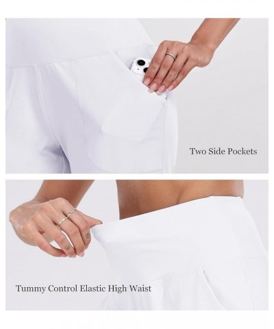 Women's High Waisted Shorts Yoga Workout Bermuda Long Hiking Shorts with Pockets 10 Inches 10" White $11.11 Activewear