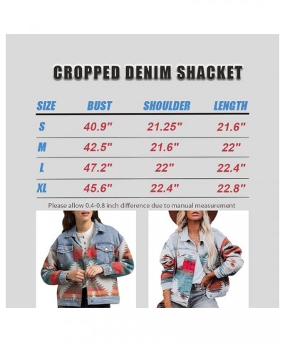 Womens Aztec Jacket Western Jacket Shacket Long Sleeve Button Down with Pockets Color5 $14.81 Jackets